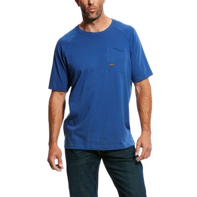 Ariat Rebar Cotton Strong - T Shirts DiepBlauw Heren - 30864-859